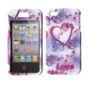 Love Purple Design Apple Iphone 4, 4S at&t. Verizon, Sprint, C Spire 