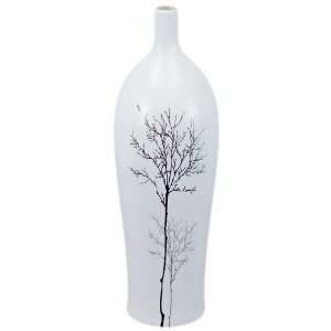  UTC 24003 Small White Ceramic Vase with Fall Season Tree 
