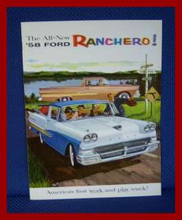 1958 Ford RANCHERO Pickup Truck Car Sales Brochure   MINT New Old 