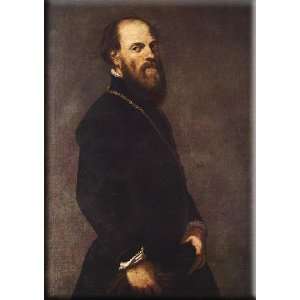 Man with a Golden Lace 11x16 Streched Canvas Art by Tintoretto, Jacopo 
