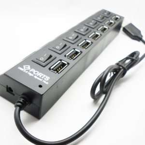 7 Port USB Hub, Power Strip Style with On / Off Switch 