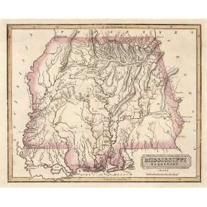 Antique Map of Mississippi and Alabama (c1817) by Fielding Lucas 