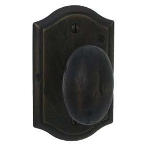   Oval Interior Passage Knob with Arched Asbury Rosette, Rough Bronze