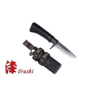 Kanetsune Urushi 15 Layer Damascus Knife with Oak Black Cord Lacquer 