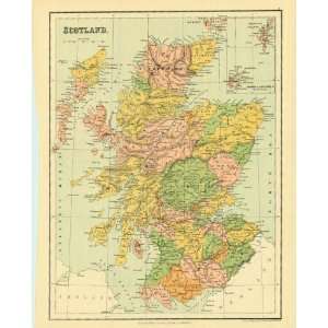  Bartholomew 1877 Antique Map of Scotland: Office Products