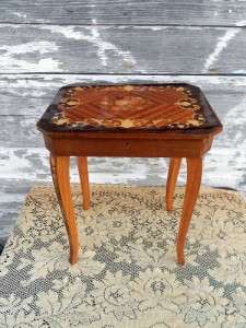 Antique Vintage 3 Italian Marquetry Inlaid Nesting Tables Musical 