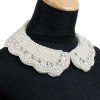 Women Gold Black Vintage Faced Beaded Choker Necklace Peter Pan Collar 