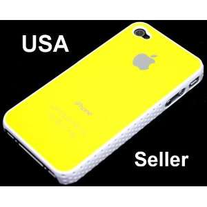  iPhone 4 4G New Snap on Apple Logo Air Jacket Case Yellow 
