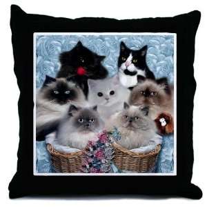  7 Cozy Cats Throw Pillow by 