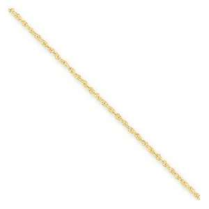    14K Yellow Gold 1.1mm Polished Baby Rope Chain 16 Jewelry
