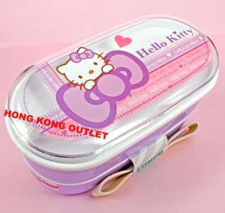 Hello Kitty 2 Tiers Bento Lunch Box + Chopsticks L1a  