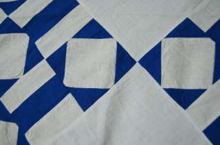 30s Blue & White Antique Quilt Top ~UNUSUAL DESIGN  