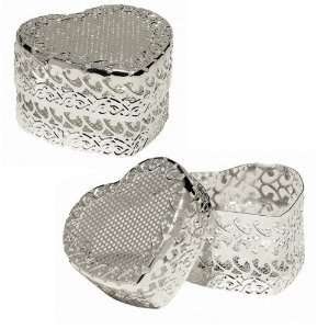  Set of 6 Silver Heart Favor Boxes: Health & Personal Care