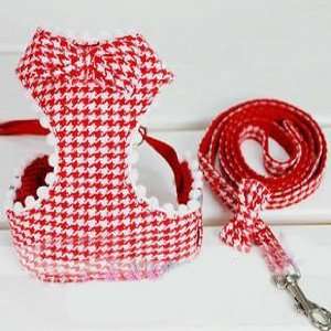  New   Cute Red Plaid Walking Vest Dogs Clothing 