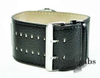 New Mens Unlisted Watch by Kenneth Cole Black Silver Leather Cuff Goth 