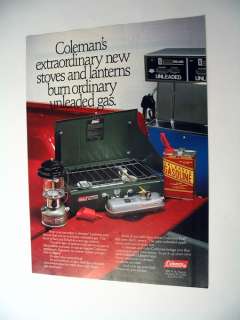 Coleman Unleaded Gas Lantern Stove 1990 print Ad  