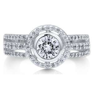   Zirconia CZ Halo Solitaire Ring   Nickel Free Mothers Day Ring Size 7