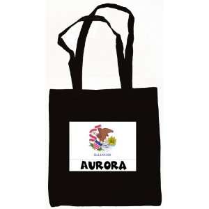 Aurora Illinois Souvenir Canvas Tote Bag Black