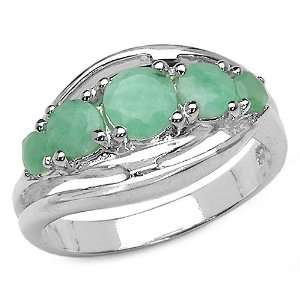  1.15 Carat Genuine Emerald Sterling Silver Ring: Jewelry