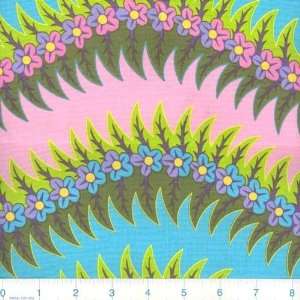  45 Wide Janes Floral Fantasy Wild Stripe Sky Fabric By 