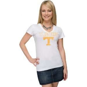  Tennessee Volunteers Womens White Clipper V neck T Shirt 