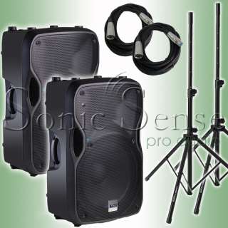   TS112A Active TrueSonic 2 way Load Speakers Stands New Pair  