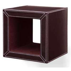  Small Square Faux Leather Wall Shelf (Brown) (8H x 8W x 