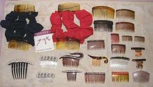 huge lot 23 vintage combs hair Lucite rhinestone pearls  