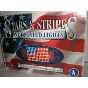  Stars and Stripes Net Styled Lights, 150 Red, White & Blue 