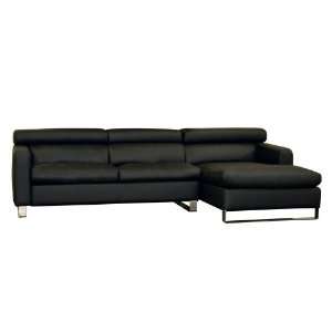   Black Two Seater Leather 2 Piece Sectional Sofa