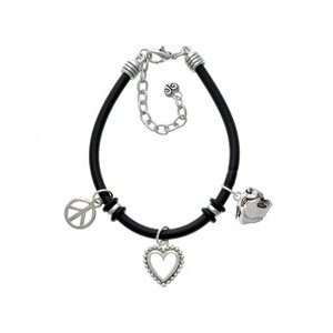  Small Panther   Mascot Black Peace Love Charm Bracelet 