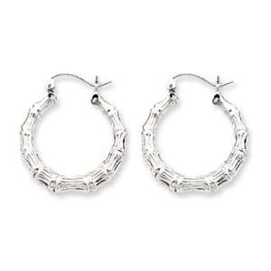  Sterling Silver Bamboo Hoop Earrings   JewelryWeb Jewelry