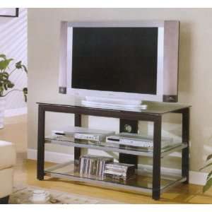  Black Rectangular TV Stand With Glass Shelves