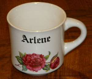 Vintage Papel ARLENE name ceramic coffee mug, LOOK!!!  