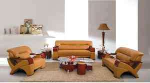 Modern CAMEL contemporary 2034 LEATHER Living Room Sofa SET  