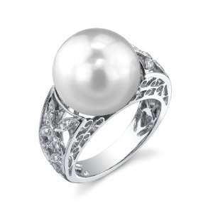  South Sea Pearl & Diamond Tuscany Ring: Jewelry