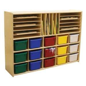    Use Wooden Storage Unit Unassembled and with Colorful Trays Baby