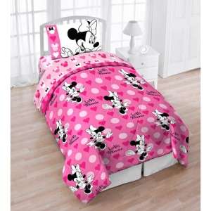   Minnie Mouse Twin 4pc Bedding Set Comforter & Sheet Set Single  