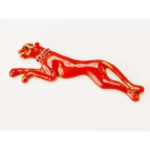   Ruby Red Rhinestone Crystal Panther Leopard Cat Pin Brooch Jewelry