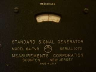 MEASUREMENTS CORP. Standard Signal Generator 84 TVR Boonton NJ  