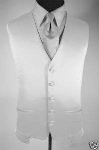 Mens Suit Tuxedo Dress Vest and Necktie White XL  