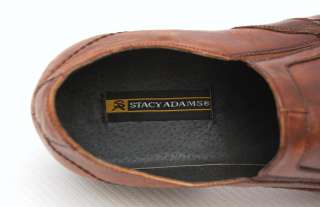 NEW STACY ADAMS AXEL SLIP ON LOAFER LEATHER ~COGNAC 9.5  