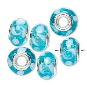  #7218 Bead, Dione™, lampworked glass with silver plated 