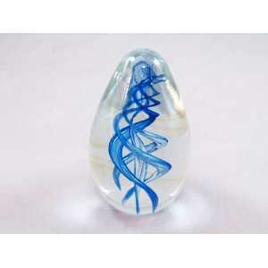  Murano Design Blue Spiral Helix Egg Shaped Paperweight 