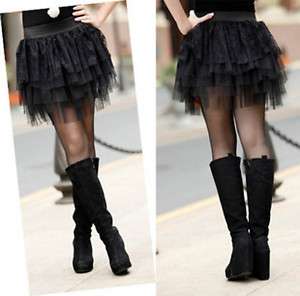 Lovely Full Tutu Tulle Tier 5 Layer Mini skirt black  