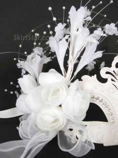   VENETIAN MASK masquerade rhinestone WHITE NEW Asian WEDDING flowers