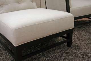 BIANKA Tufted Gray Linen Modern Lounge Chair Set of 2  