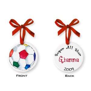  Hand Painted Soccer Ball Girl Small Ornament: Baby