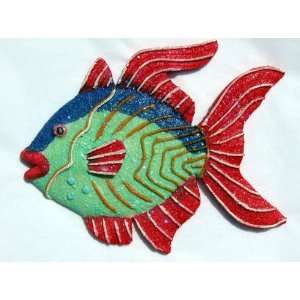  Tropical Fish Plaque Red w/ Color Accents Beach Decor 