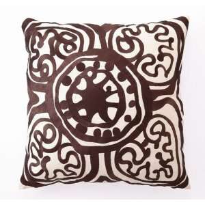  Trina Turk Brown Rustic Medallion Embroidered Pillow